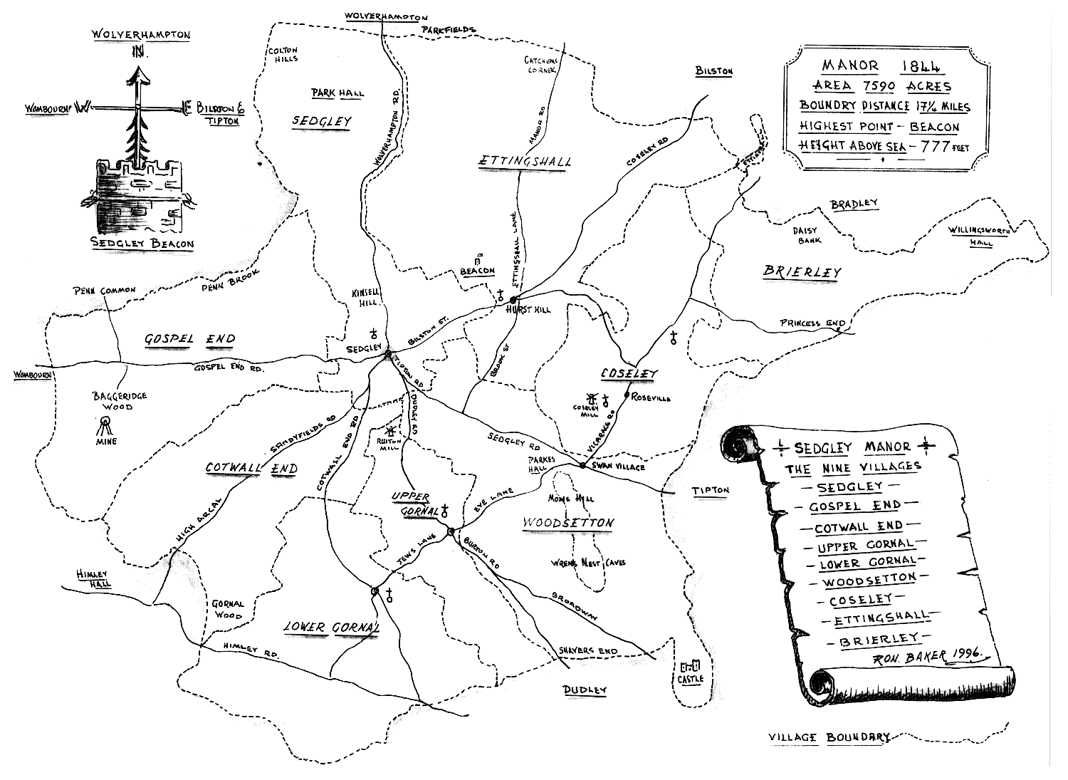 Map of the Nine Villages making up the Ancient Manor of Sedgley